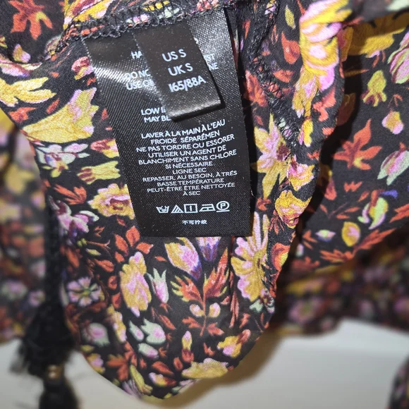 Womens Anthropologie Multicolor Floral Blouse W/ Bell Sleeve, Sheer, Sz SM - Picture 7 of 11